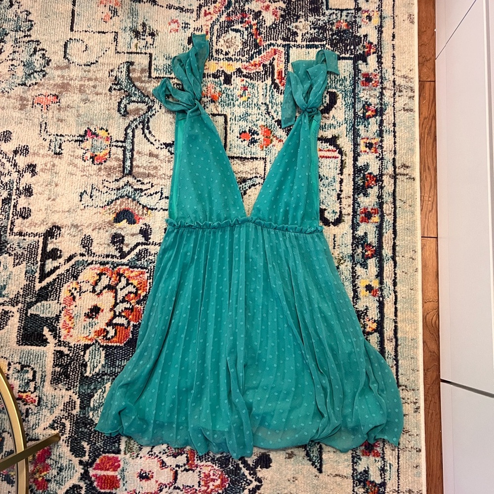 ASOS Tie Shoulder Pleated Mini Dress